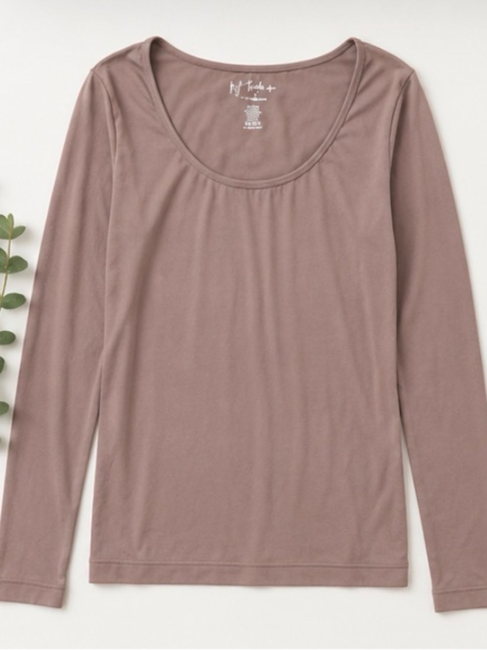 By Together Long Sleeve Scoop Neck Top - Mauve Taupe